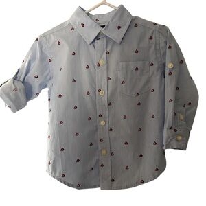 NWT Janie And Jack Sailboat Oxford Button Up Shirt Striped